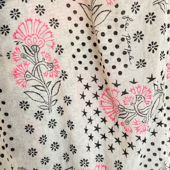 FREE PEOPLE Gauzy Shopper Reusable Tote Bag Stars Dots Floral Boho Market Sling - Picture 3 of 4